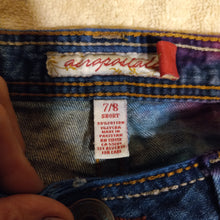 Load image into Gallery viewer, Reworked jeans, Aeropostale size 7/8 tie dye bell bottom jeans