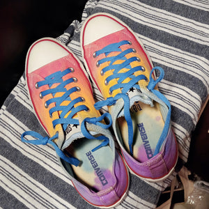 Tie dye Converse shoes mens size 8 womens  size 10, Rainbow Tie dye Chucks