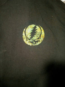 Jerry Garcia Wolf Guitar T-shirt, Black Grateful Dead reverse dyed turquoise dye T-shirt 3XL