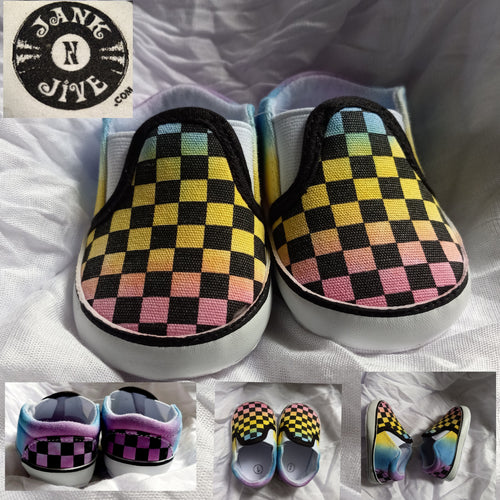 Baby tie dye skaters shoes, baby's checkered pattern vans tie dye knock offs