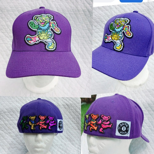 Purple Grateful Dead Flexfit, Dancing Bears Dead & Co hat